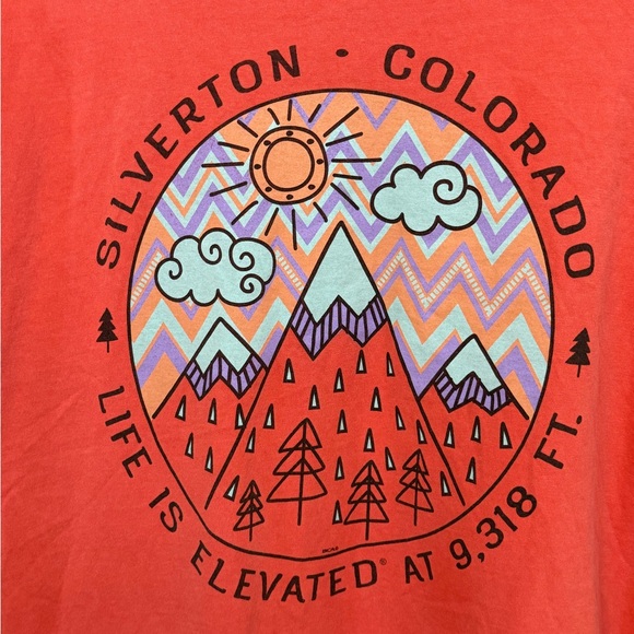 Retro Silverton Colorado CO Peach Pink Men’s Comfort Colors Long Sleeve T-Shirt - Picture 5 of 5